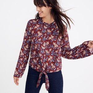 Madewell Bell Sleeve Floral Tie Top Antique Flora